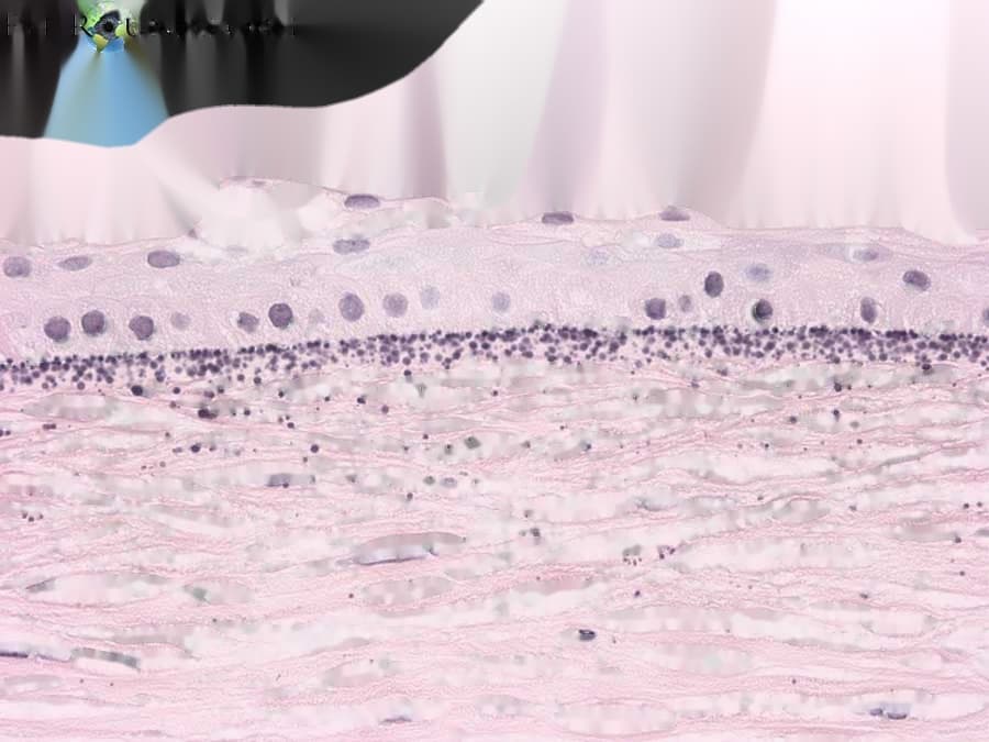 Clinical ophthalmic photograph of band keratopathy - cornea condition